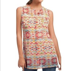 CABI Sheer Multicolored Tank Tunic Size Small